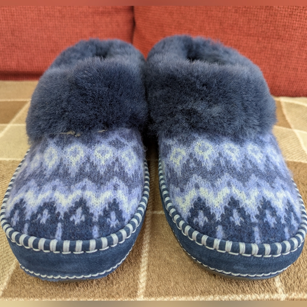 UGG Slippers Wrin Icelandic Blue Fur Size 9